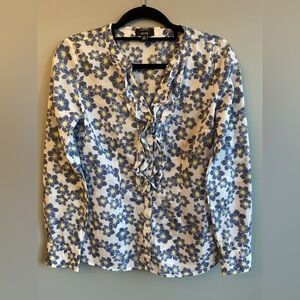 100% cotton button down floral blouse